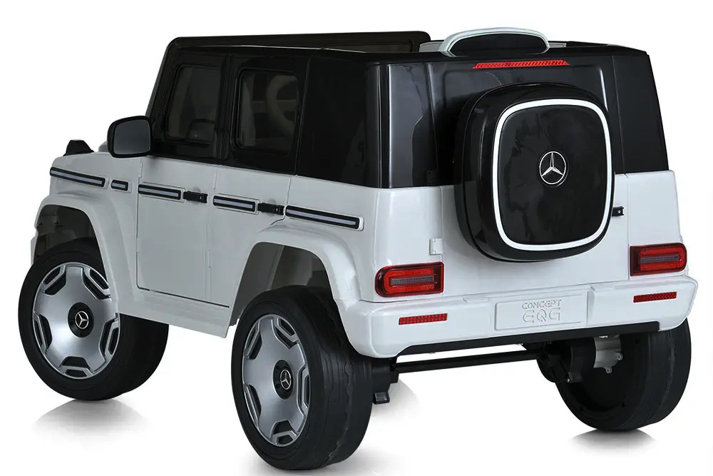 Mercedes Benz Eqg, 12 Volt Elektrische Kinderauto Met Rubberen Banden, Leder Zitje En Meer!