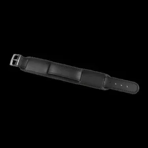 Black 1950s Pattern 18mm Leather Militair Horloge Strap with Chrome