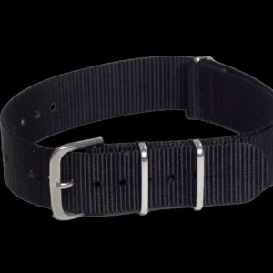 18mm Black NATO Militair Horloge Strap with Matt Stainless Fasteners
