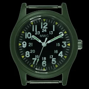 MWC Classic 1960s/70s Pattern Olive Vietnam Horloge on Matching Khaki – Groen