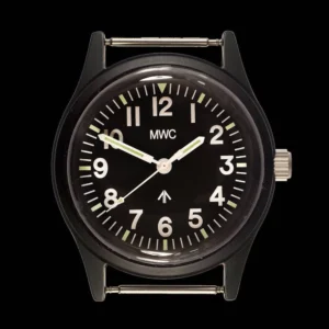 MWC Classic 1960s/70s Matt Black European Pattern Militair Horloge