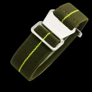 18mm Elasticated French Navy and Special Forces Strap in Green with a – Groen