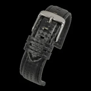 20mm Premium Black Carbon Fibre Horloge Strap with Matching