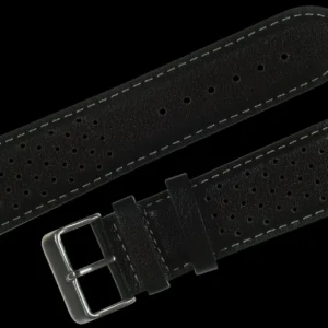 Klassiek 1970s / 1980s Retro Rally Pattern 22mm Black Leather Horloge