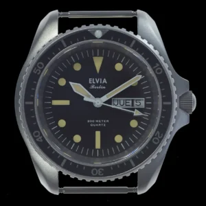 ELVIA Day/Date militaire duikhorloge Horloge with saffierglas and – NATO strap