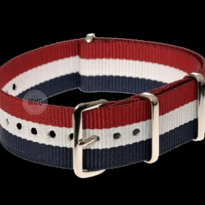 18mm Blue, White and Red NATO Militair Horloge Strap