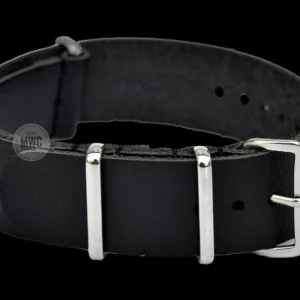 18mm Black Leather NATO Militair Horloge Strap