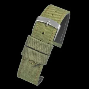 2 Piece Retro Pattern 22mm Canvas Militair Horloge Strap in Olive