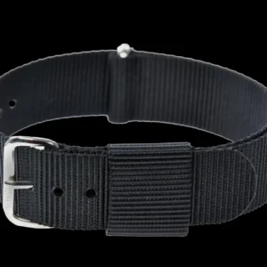 18mm Amerikaans Pattern Hybrid Black Militair Horloge Strap (Chrome