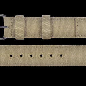 2 Piece Retro Pattern 18mm Khaki Canvas Militair Horloge Strap - The
