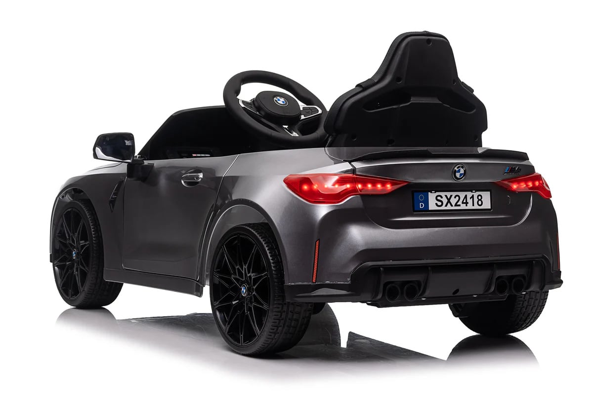 Bmw M4, 12 Volt Elektrische Kinderauto, Leder Zitje, Rubberen Banden, Kinder Accu Auto!